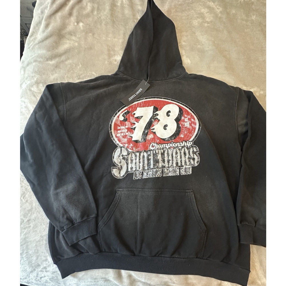 Saint Tears Graphic Hoodie Vintage Washed Black Men’s Size X-Large XL NWT